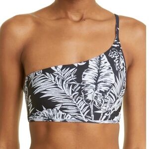 Palm Angels Jungle Print One-Shouder Bikini Top Black White  NWT Size XS